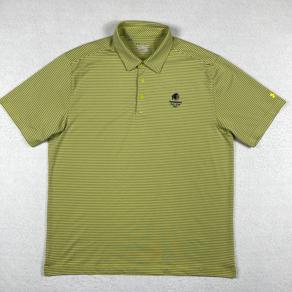 Under Armour Polo Shirt Mens XL Loose Striped Potowomut Golf Greenwich RI Travel